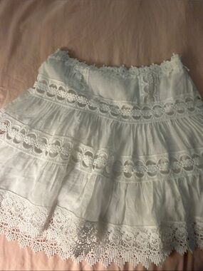 Elan White Lace Tiered Skirt.